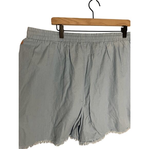 NWT Cotton Bleu 2x Blue Faux Denim Chambray Tapered Flowy Comfy Shorts - Picture 5 of 5
